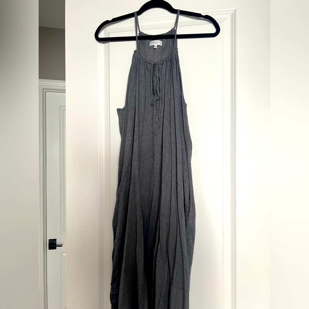 Halter neck 3/4 length cotton dress